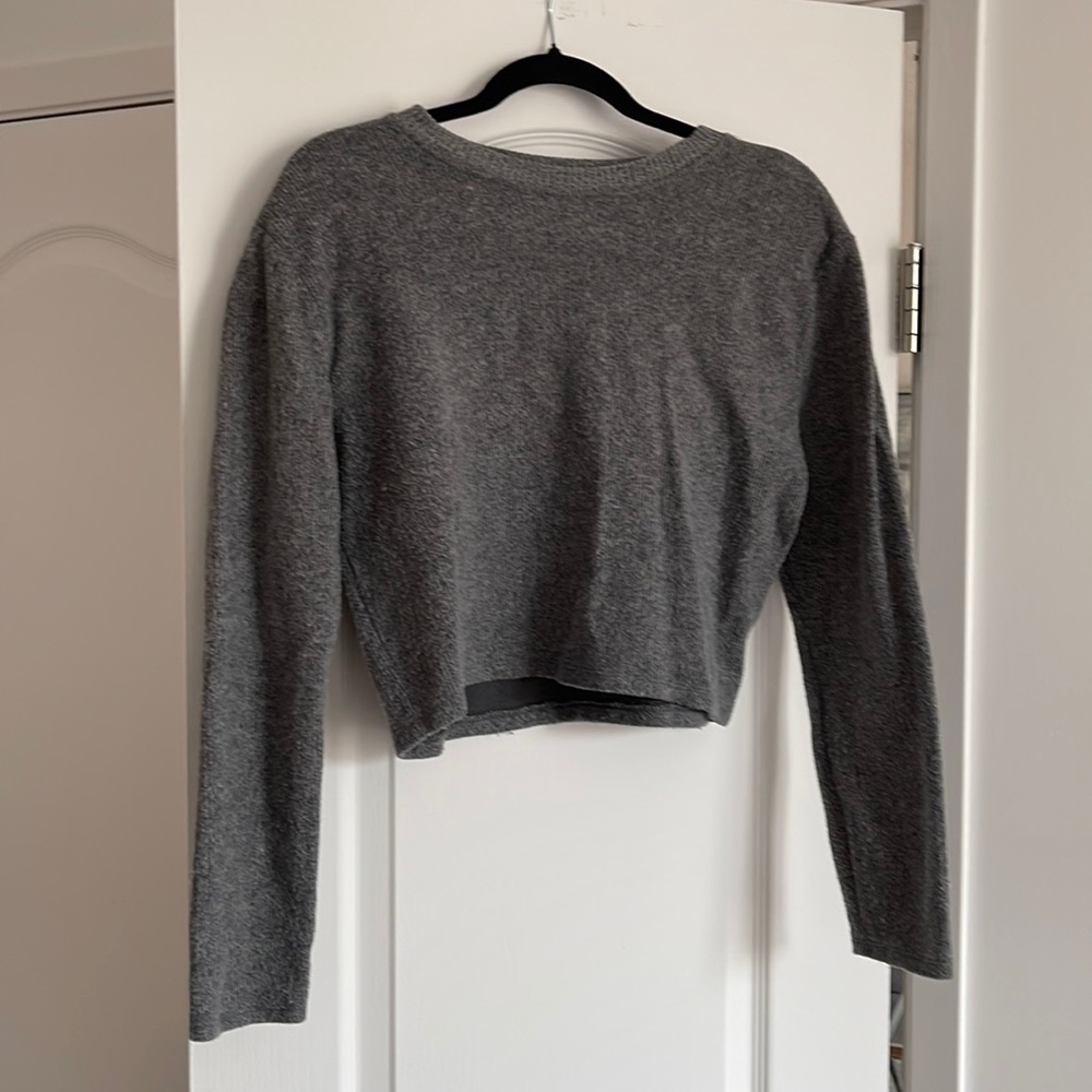 Cropped Grey Zara Cotton-Mix Sweater